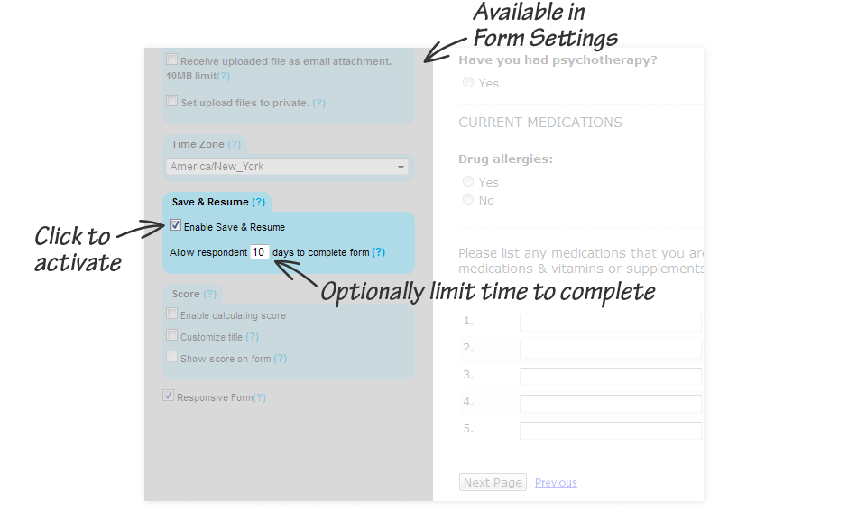 allow users to save  u0026 resume progress with online forms  u0026 surveys